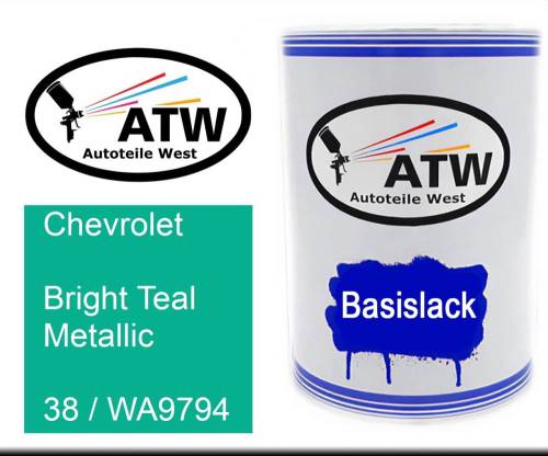 Chevrolet, Bright Teal Metallic, 38 / WA9794: 500ml Lackdose, von ATW Autoteile West.